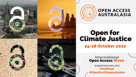 A display graphic for Open Access Australasia's International Open Access Week 2022 events.