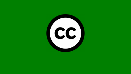The Creative Commons' 'CC in a circle' icon in the centre of a green background.